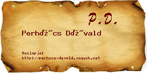 Perhócs Dévald névjegykártya